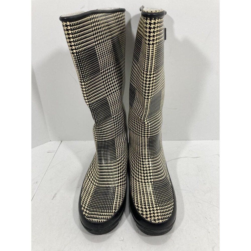 Sperry Top Sider Black & Ivory WATERPROOF LINED Rubber Rain Boots Women’s Size 7